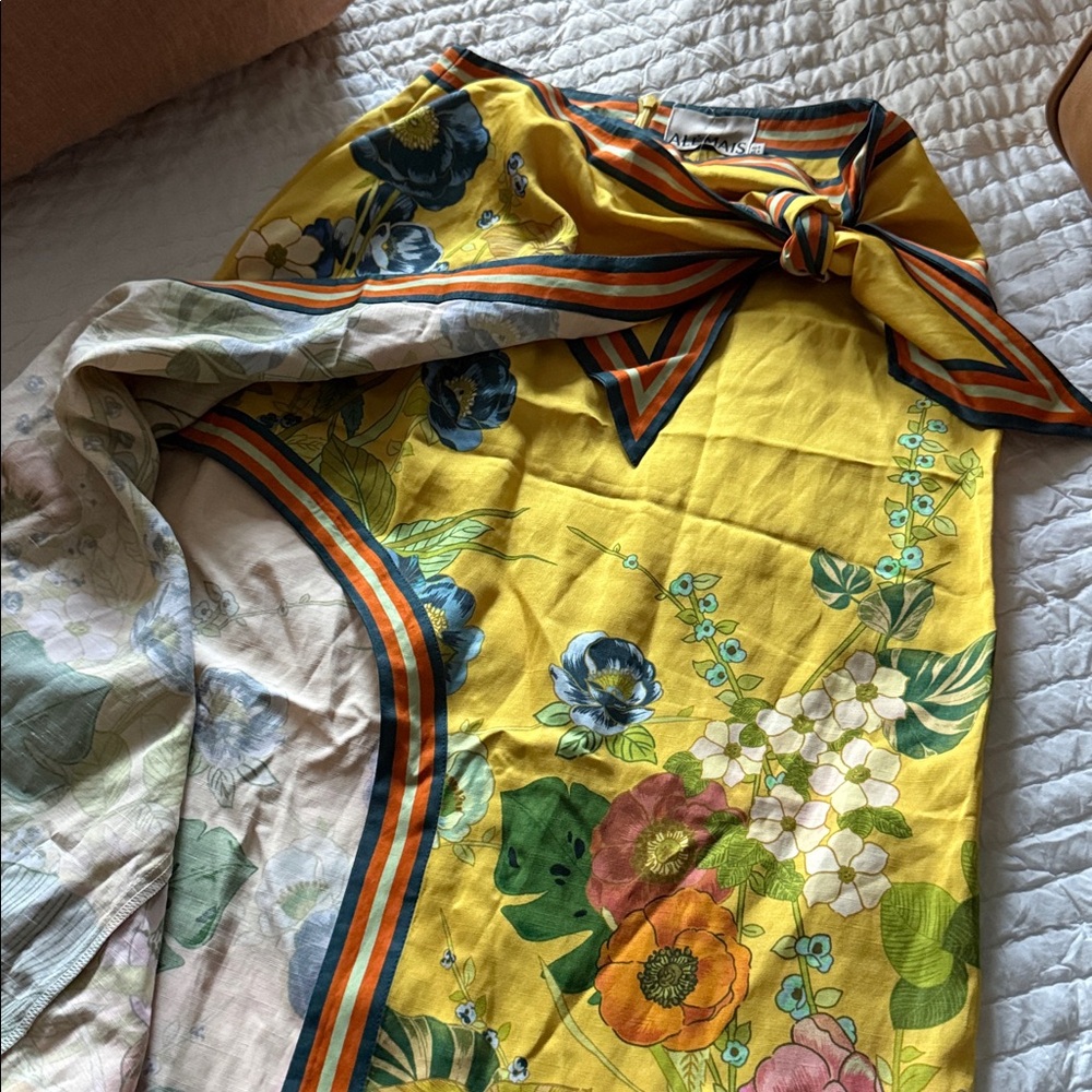 Alemais Yellow Floral Midi Wrap Skirt - Picture 8 of 9
